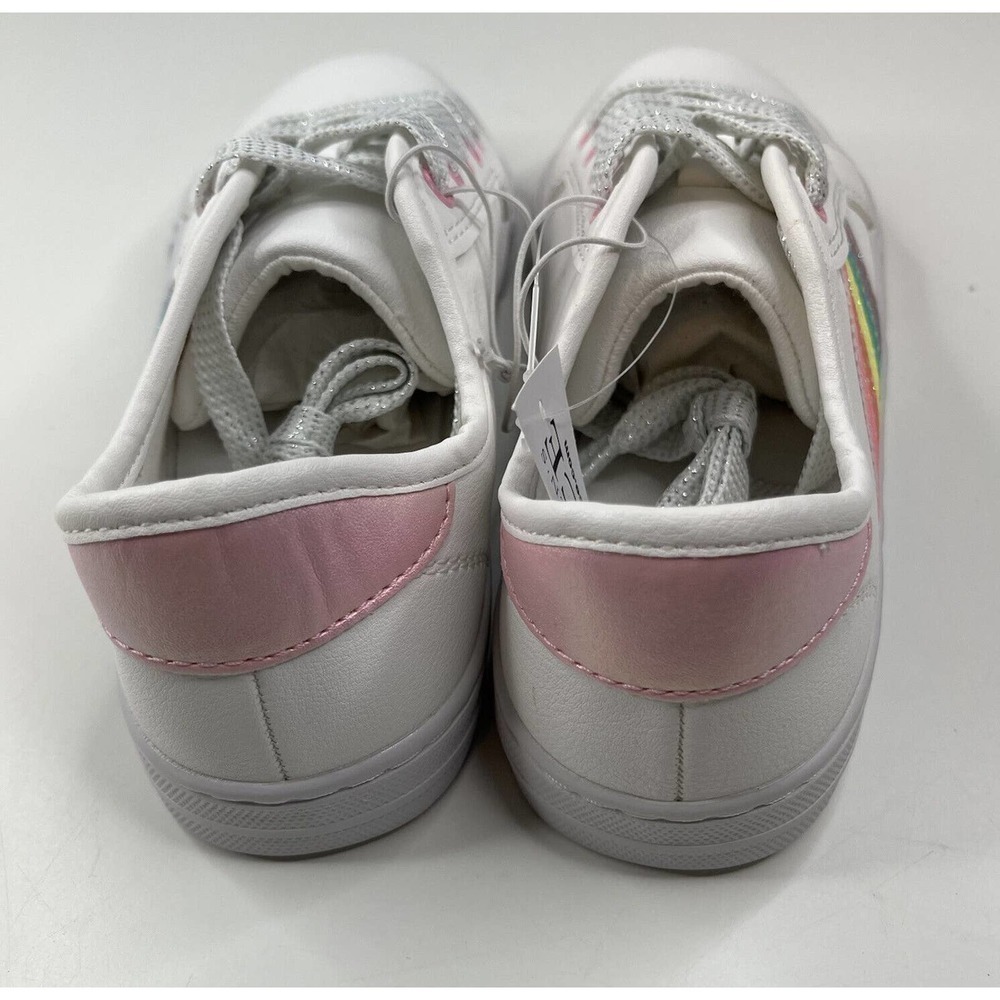 NEW The Children’s Place Rainbow Sneakers Size 3 Girls White Lace Up - Picture 9 of 10